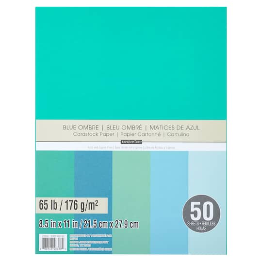 12 Packs: 50 ct. (600 total) Blue Ombre 8.5&#x22; x 11&#x22; Cardstock Paper by Recollections&#xAE;